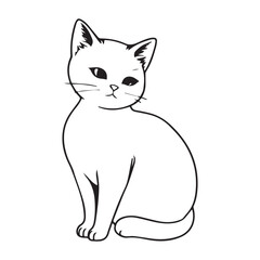 Minimalist cats drawing set. Cat doodles in abstract hand drawn style, black and white line art vector illustration