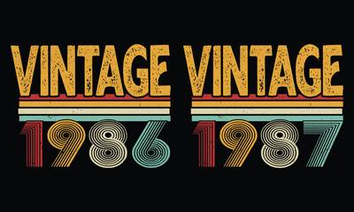 Vintage 1986 and Vintage 1987 Design.Birthday gift Design.Man woman birthday gift. 