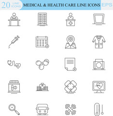  Healthcare and Medical Line Icon Set Hospital Doctor Emergency Medicine