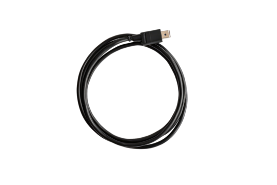 Black USB cable coiled