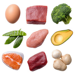 A variety of foods displayed on a black background for clean keto meals and healthy eating inspiration and ideas.