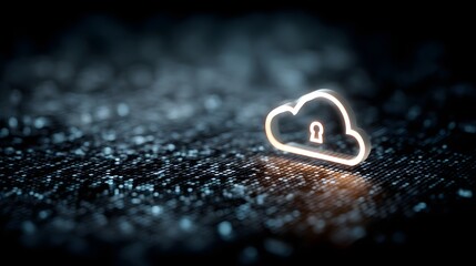 Holographic Cloudcomputing Illustration Depicting Security in Digital Information Age with Safe Technology and Advanced Data Transfer Representing High Tech Computing