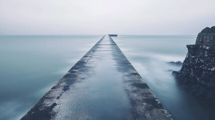 Concrete pier extending into ocean