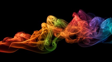 Abstract swirls of colored smoke, a dance of vibrant hues in darkness.
