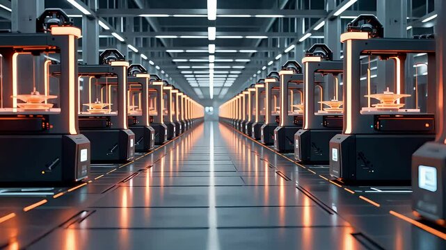 3D Printers Row Industrial Manufacturing Smart Factory Technology