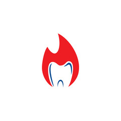 Flame and Negative Space Tooth Logo Design