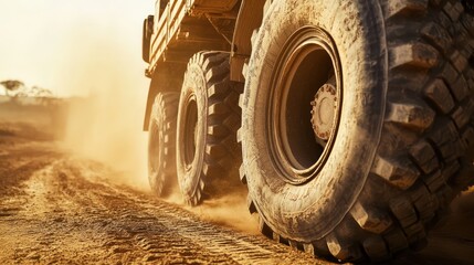 Close up of heavy duty off road vehicle tires