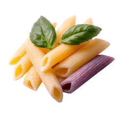 A bunch of fresh pasta isolated on a clean white background showcasing healthy pasta recipes for culinary inspiration.