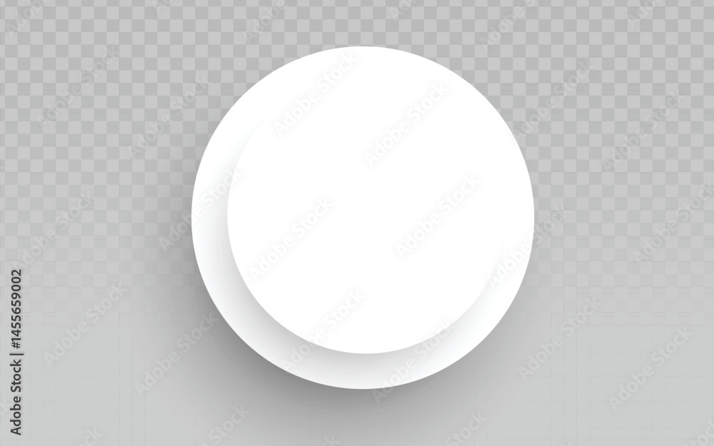 Poster realistic vector graphic of an empty round white plate from top view. simple isolated object perfect