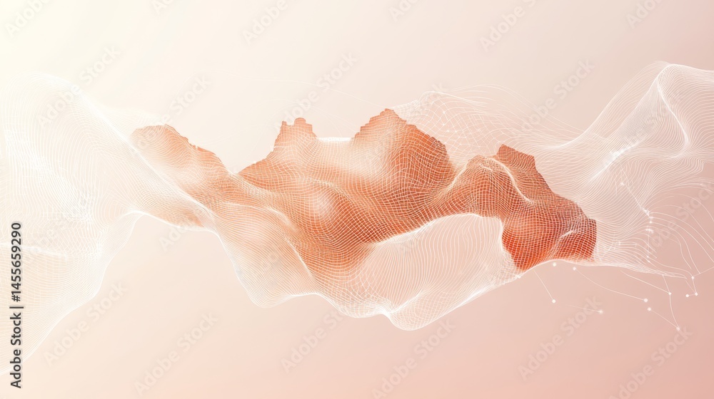 Aufkleber Abstract Network Design Showing Interconnected Lines and Nodes on a Soft Background in a Modern Artistic Representation of Data Movement and Technology