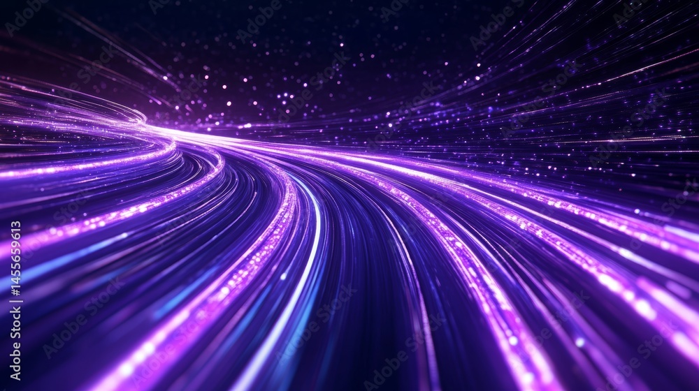 Poster vibrant purple light trails create dynamic motion against a dark background, showcasing energy and s