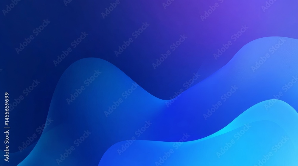 Poster waves of deep blue flowing gently, creating a tranquil abstract design in a minimalist artistic styl