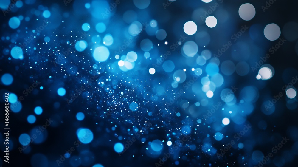 Poster vibrant blue sparkle background with shimmering particles and soft bokeh effect for creative designs