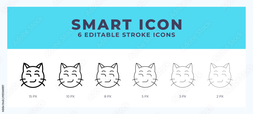 Poster smart cat stroke icon for web. mobile apps and ui.