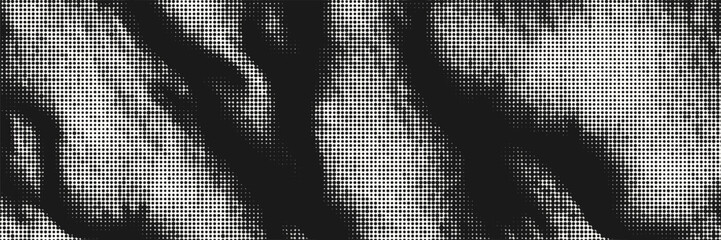 Halftone effect background with organic stone texture. Gritty retro monochrome vector gradient.