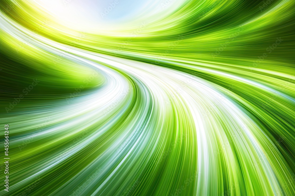 Aufkleber dynamic green and white abstract swirly lines creating a sense of speed and motion. soft light strea
