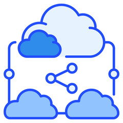 Cloud Sharing Blue Icon