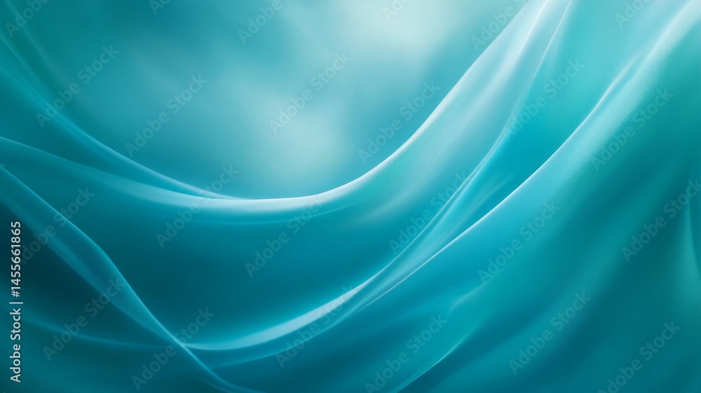 Poster soft turquoise waves flow gracefully across a smooth surface, creating a tranquil and serene atmosph