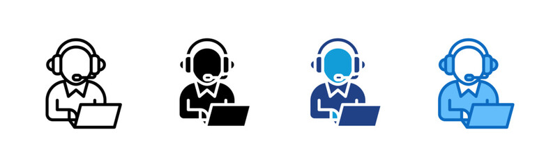Customer service representative with headset and laptop