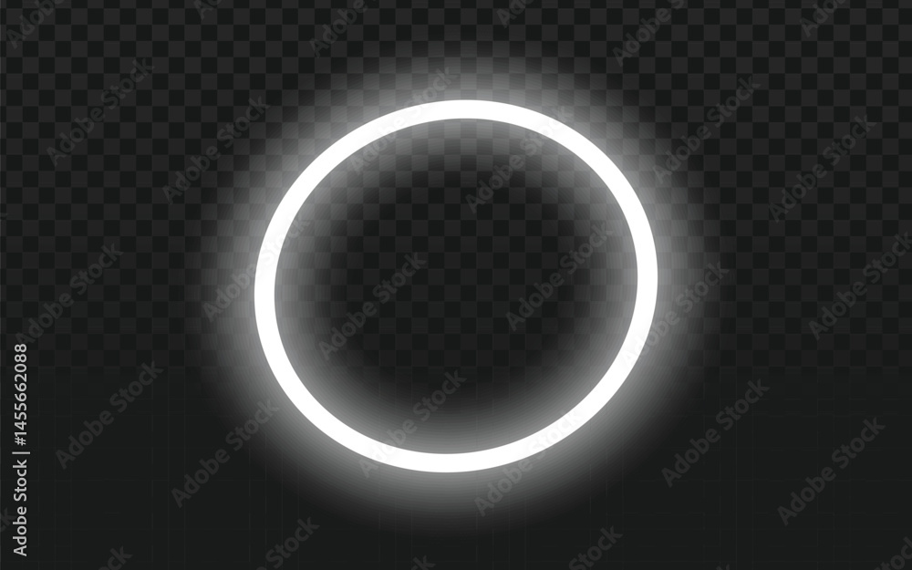 Poster simple vector graphic of a glowing white circle with a soft light effect. abstract element perfect f