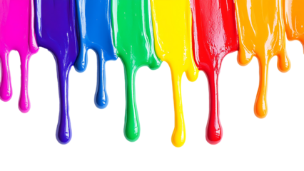 colorful paint dripping on transparent background PNG