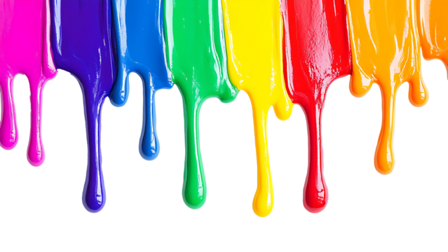 colorful paint dripping on transparent background PNG - Powered by Adobe