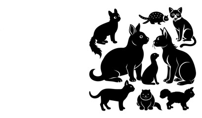 Animals Silhouette Vector Bundle – Dog, Cat, Horse, Bird & Elephant