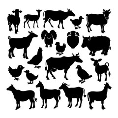 Animals Silhouette Vector Bundle – Dog, Cat, Horse, Bird & Elephant