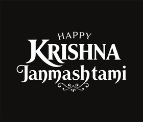 Happy Krishna Janmashtami Typography vector art design  | Hindu Festival Sublimation Design | Lord Krishna Text Art for T-Shirt, Mug, Card, Poster .

