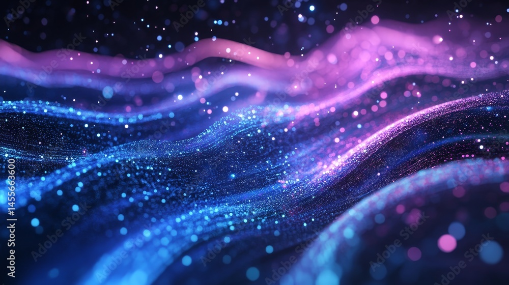 Aufkleber colorful abstract wave pattern with luminous particles creating a vibrant atmosphere