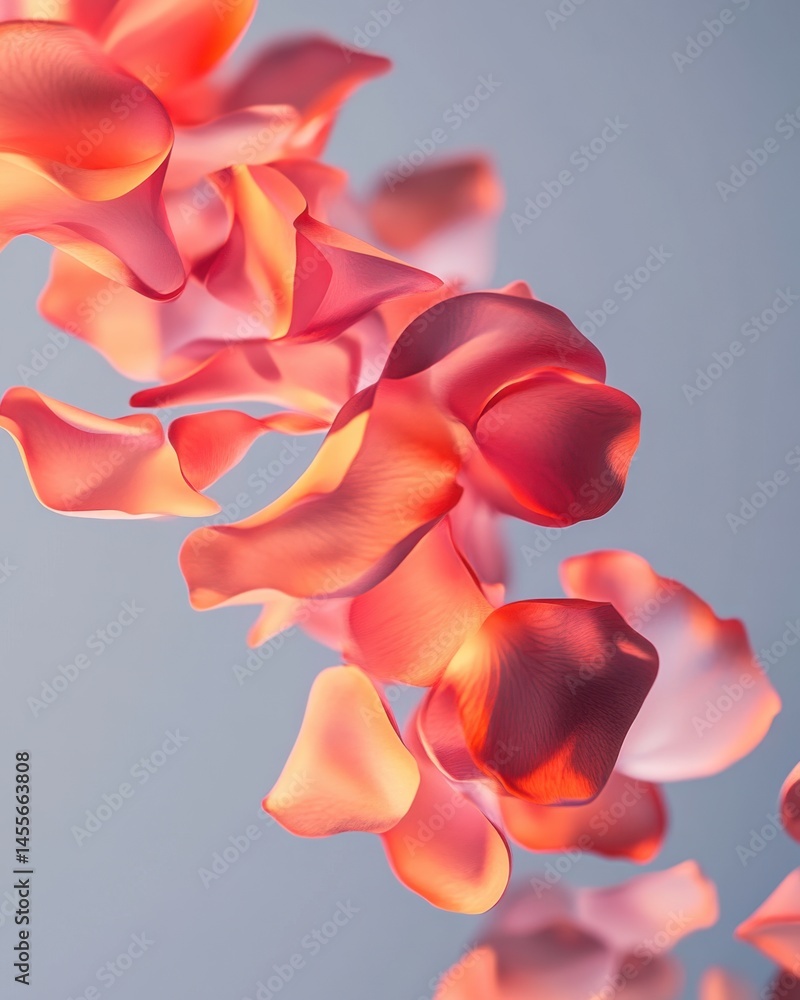 Aufkleber abstract arrangement of delicate rose petals floating against a soft gradient background