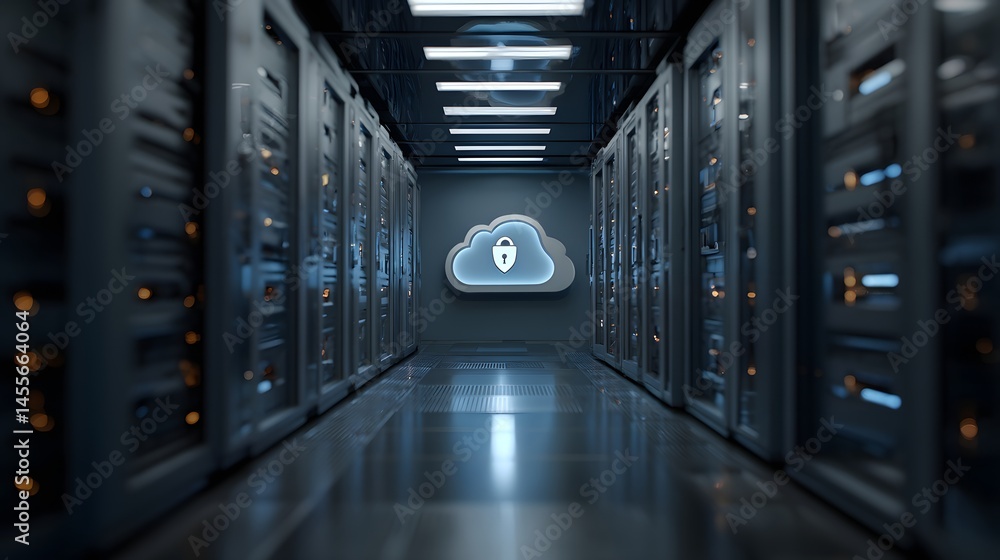 Poster data center architecture with cloud computing concept digital holographic projection internet of thi