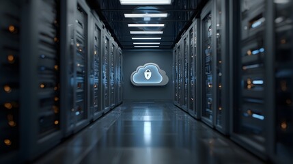 Data Center Architecture with Cloud Computing Concept Digital Holographic Projection Internet of Things Connection Data Transmission Analytics and Server