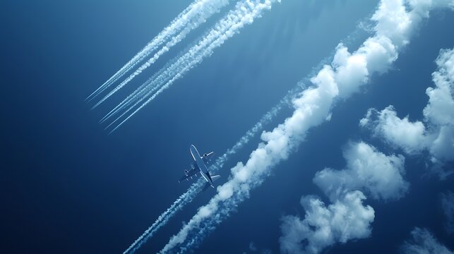 Skywriting Message: An airplane writing a message in the sky with white smoke trails. 

