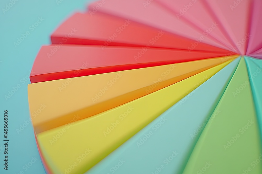 Poster vibrant color slices radiate from a central point, creating a circular design. each slice is a diffe