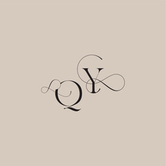 wedding serif monogram logo line and bold mix concept QY beautiful initial letter