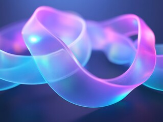 Abstract ribbon with vibrant neon gradient and soft focus for modern design element use