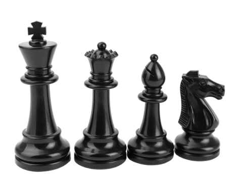 Black chess pieces, isolated on transparent background - Powered by Adobe