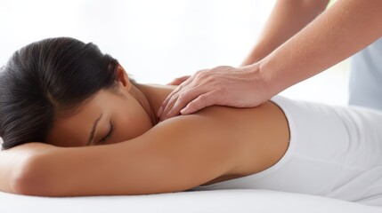 Relaxing therapeutic massage session for a woman's back.