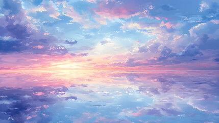 Obraz premium Tranquil Dawn: A Soothing Symphony of Pastel Horizons and Serene Reflections