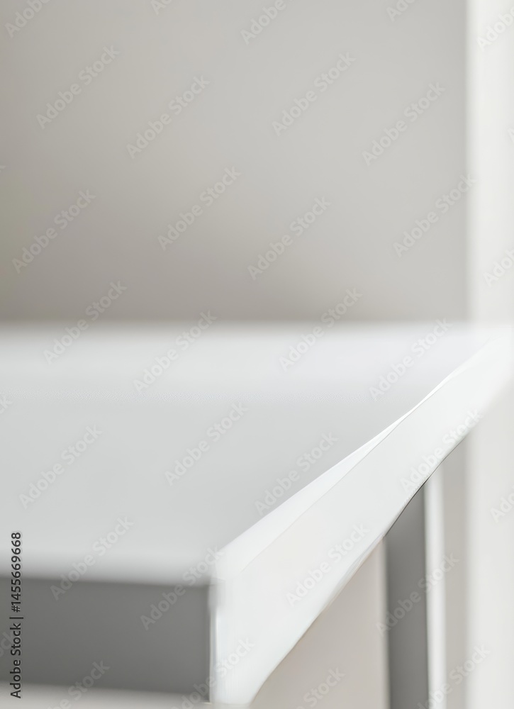 Aufkleber minimalist white table with clean lines and soft shadows in a bright room captures simplicity and el