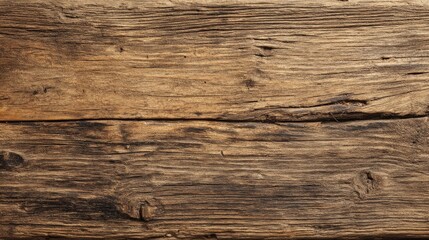 Naklejka premium Aged wooden table texture with natural weathered tones, evoking rustic charm and timeless beauty 
