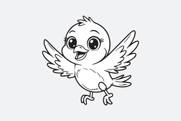 cute bird illustration silhouette vector