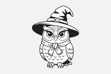 owl with hat illustration silhouette vector