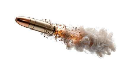Swift Bullet's Path: A dynamic image of a single bullet piercing through the air, its trajectory marked by a trail of smoky vapor and bursts of energy, creating a sense of rapid movement.