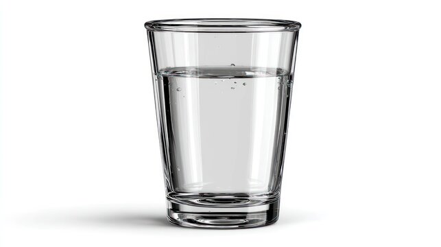 A refreshing glass of water on a clean white background ideal for health hydration and bever