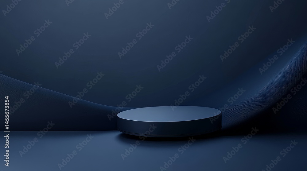 Poster soft undulating waves of deep blue fabric create a serene and elegant visual effect, illuminated by 
