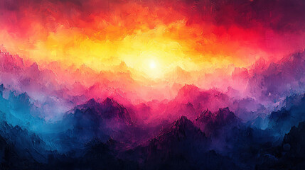 Fototapeta premium A canvas of vibrant color, where a spectrum of hues blended seamlessly into a breathtaking gradient, evoking a sense of wonder and tranquility 