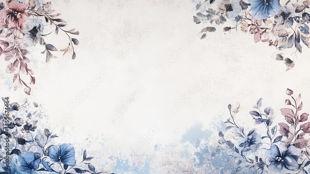 Poster delicate floral pattern in cool and warm tones creating an elegant background design for various cre
