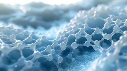 3d rendering of human cells in a blue background, A group of pink and blue cells, identified as stained potato starch grains, are observed under a microscope at 1000x magnification. The cells exhibit 